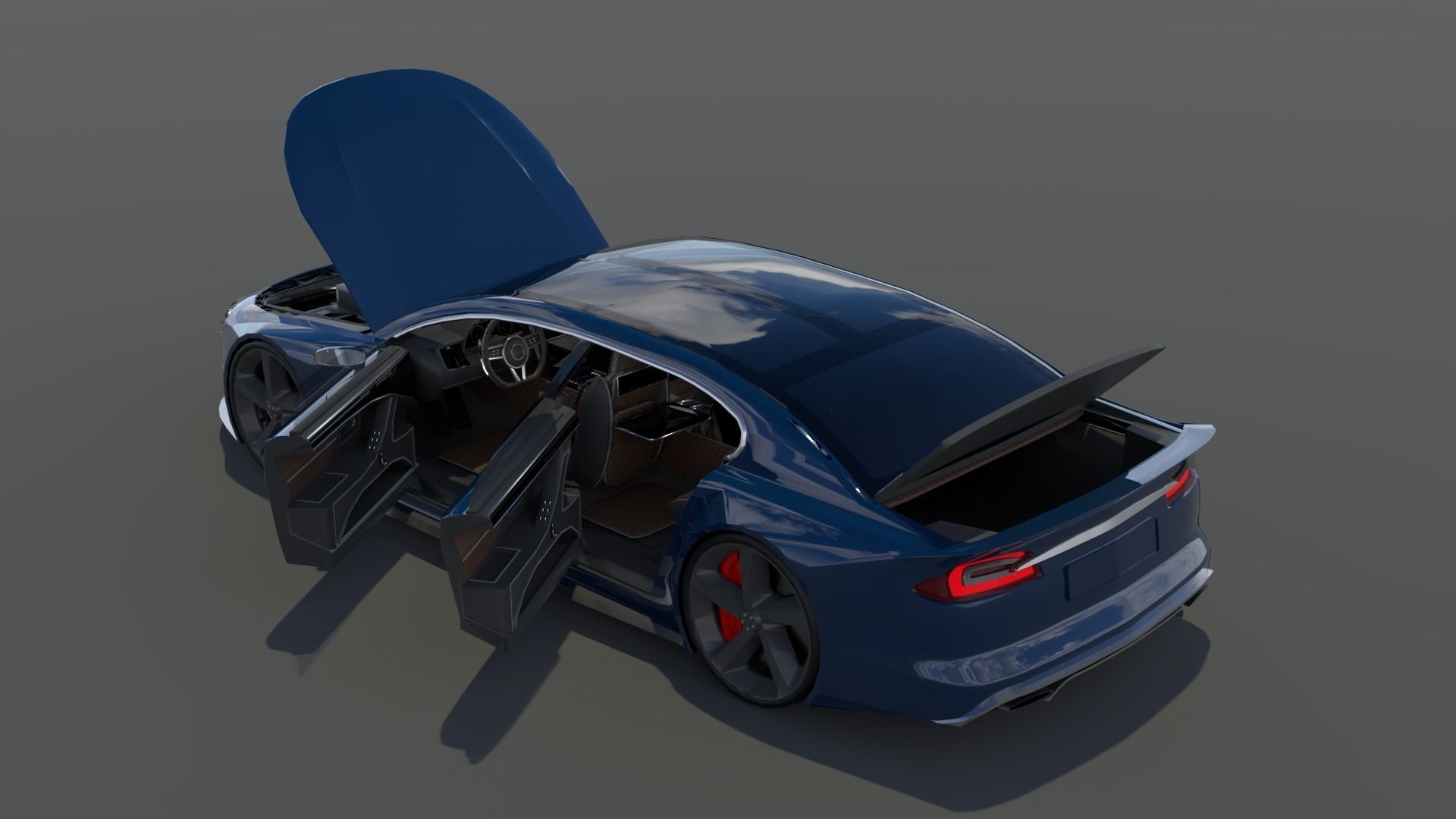 Generic Large 4 Door Sedan Low-poly 3D model_12