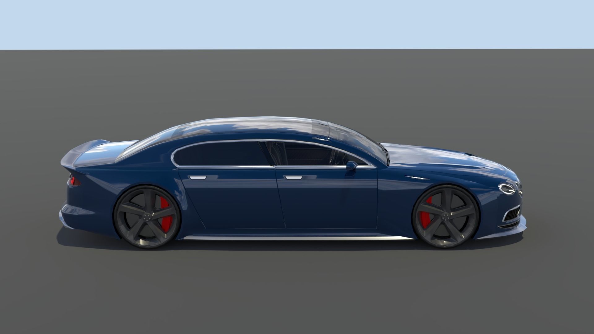 Generic Large 4 Door Sedan Low-poly 3D model_5