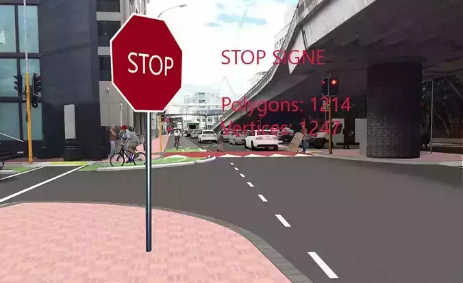 Stop Sign-Low-Poly Free low-poly 3D model