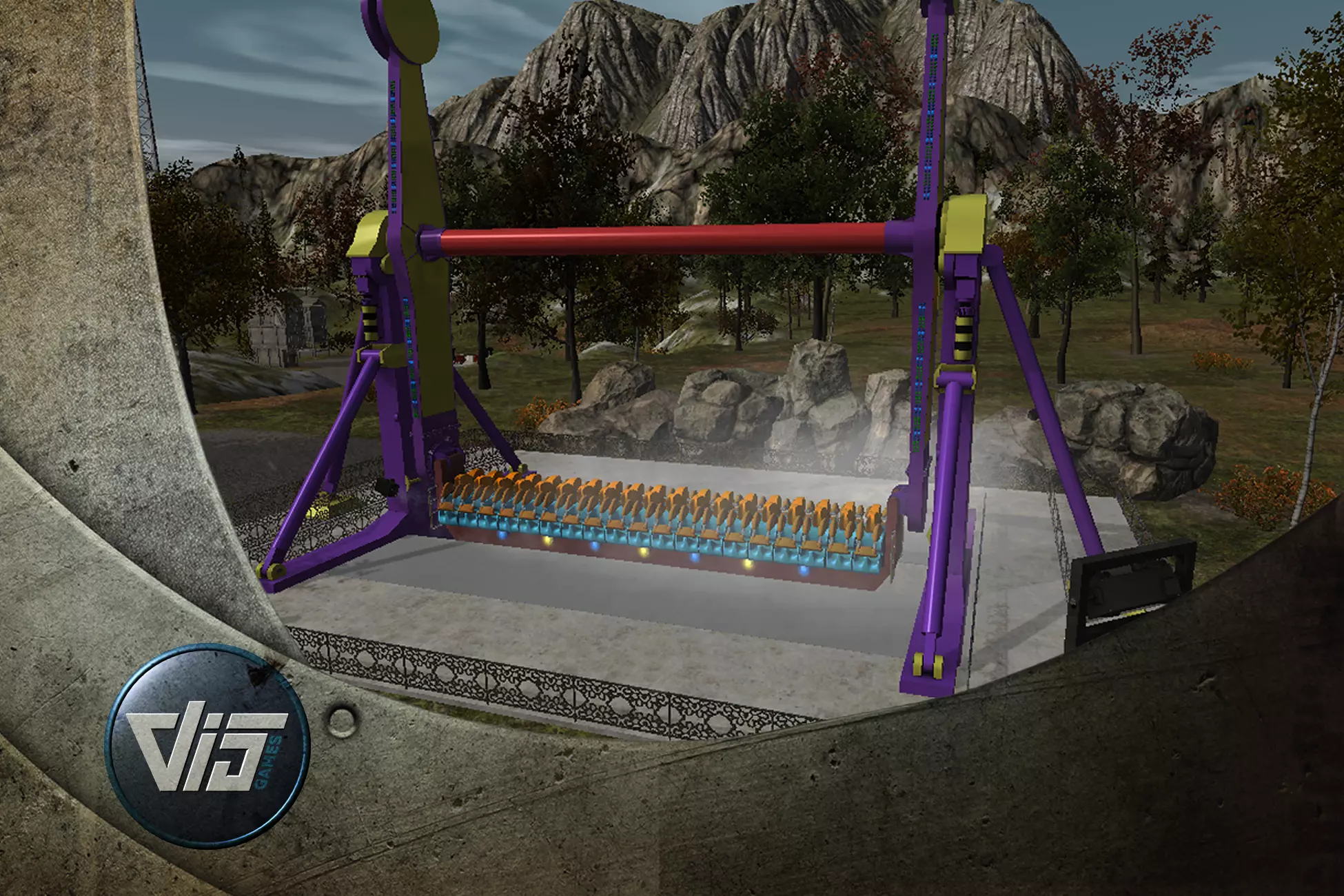 High Detail Fairground Ride 12 - Topspin Low-poly 3D model_0