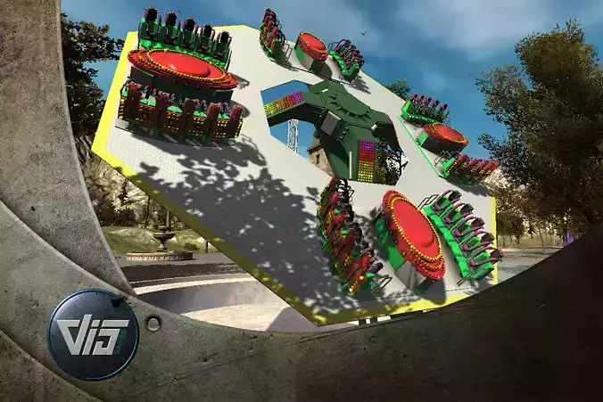 High Detail Fairground Ride 13  - Takeoff Low-poly 3D model
