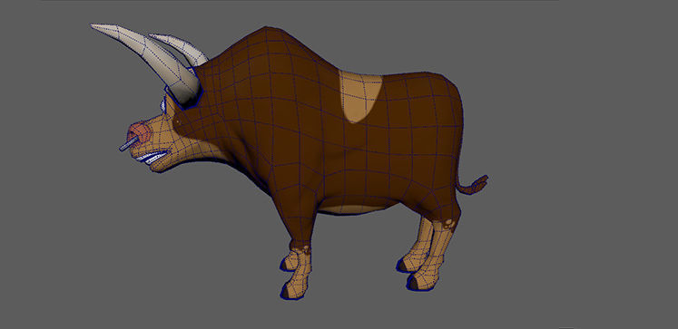 Cartoon Bull Low-poly 3D model_7