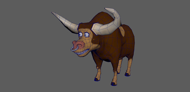 Cartoon Bull Low-poly 3D model_3