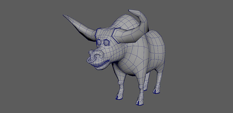 Cartoon Bull Low-poly 3D model_2