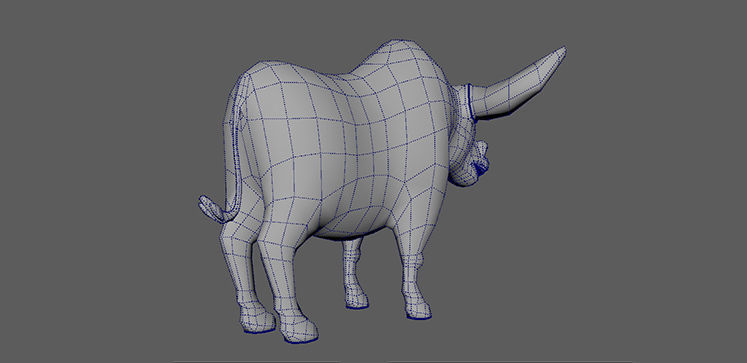 Cartoon Bull Low-poly 3D model_4