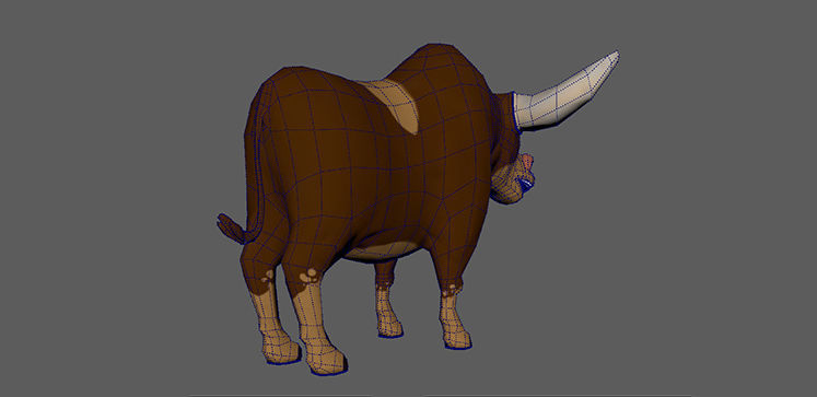 Cartoon Bull Low-poly 3D model_5