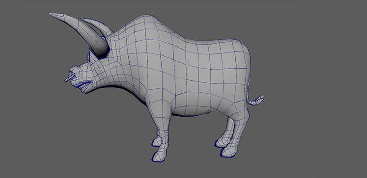 Cartoon Bull Low-poly 3D model_6