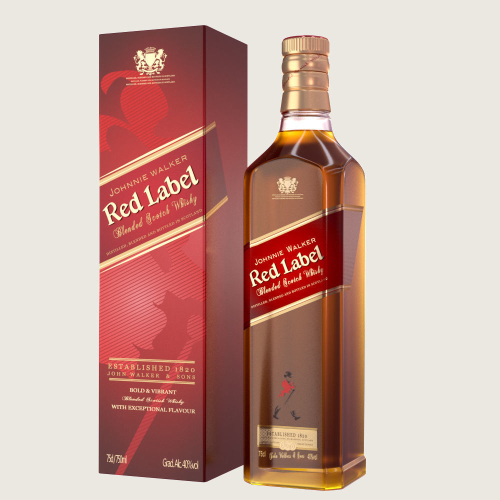 Johnnie Walker Red Label Low-poly 3D model_1