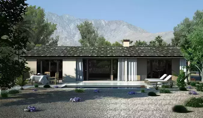Bungalow house in desert
