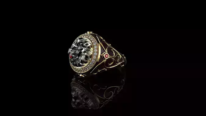 Mens Lion Ring Diamond