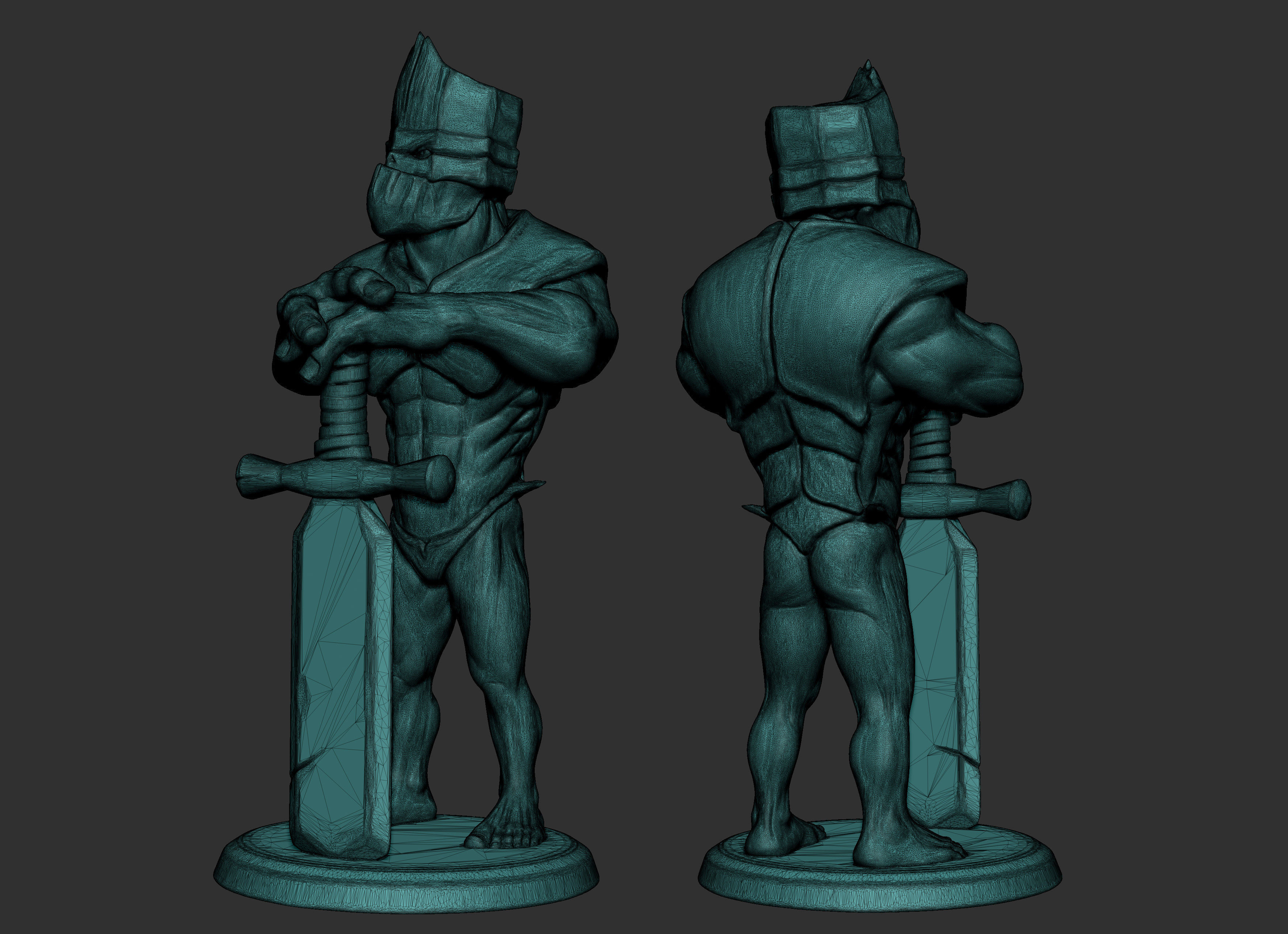 Grauth knight holding sword 3D print model_5