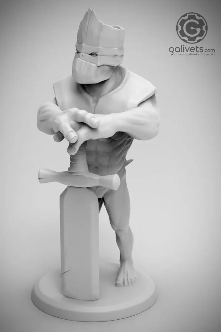 Grauth knight holding sword 3D print model_0