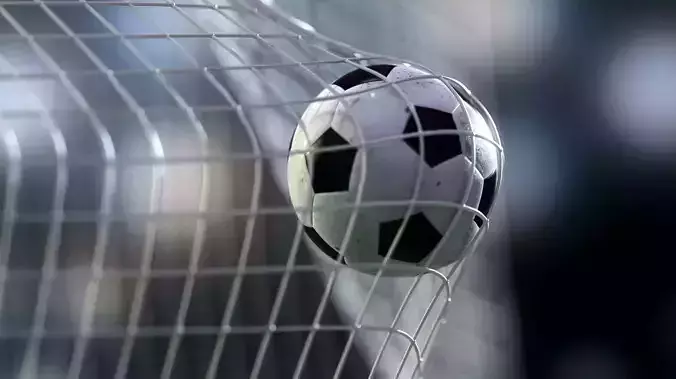 Soccer ball flying into goal net - Animated 3d scene vray 3D model