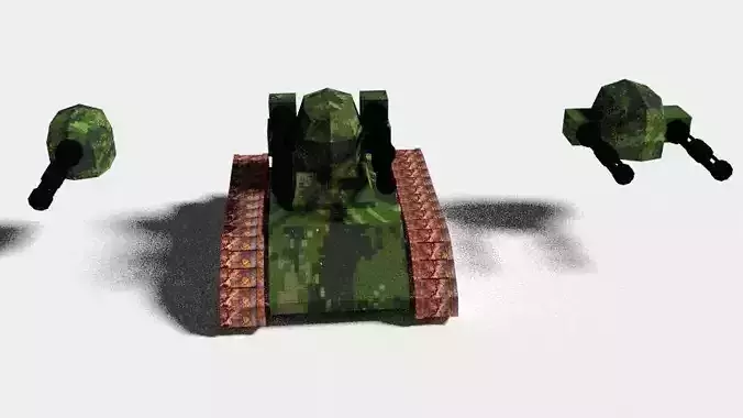 Low poly Gatling Tank