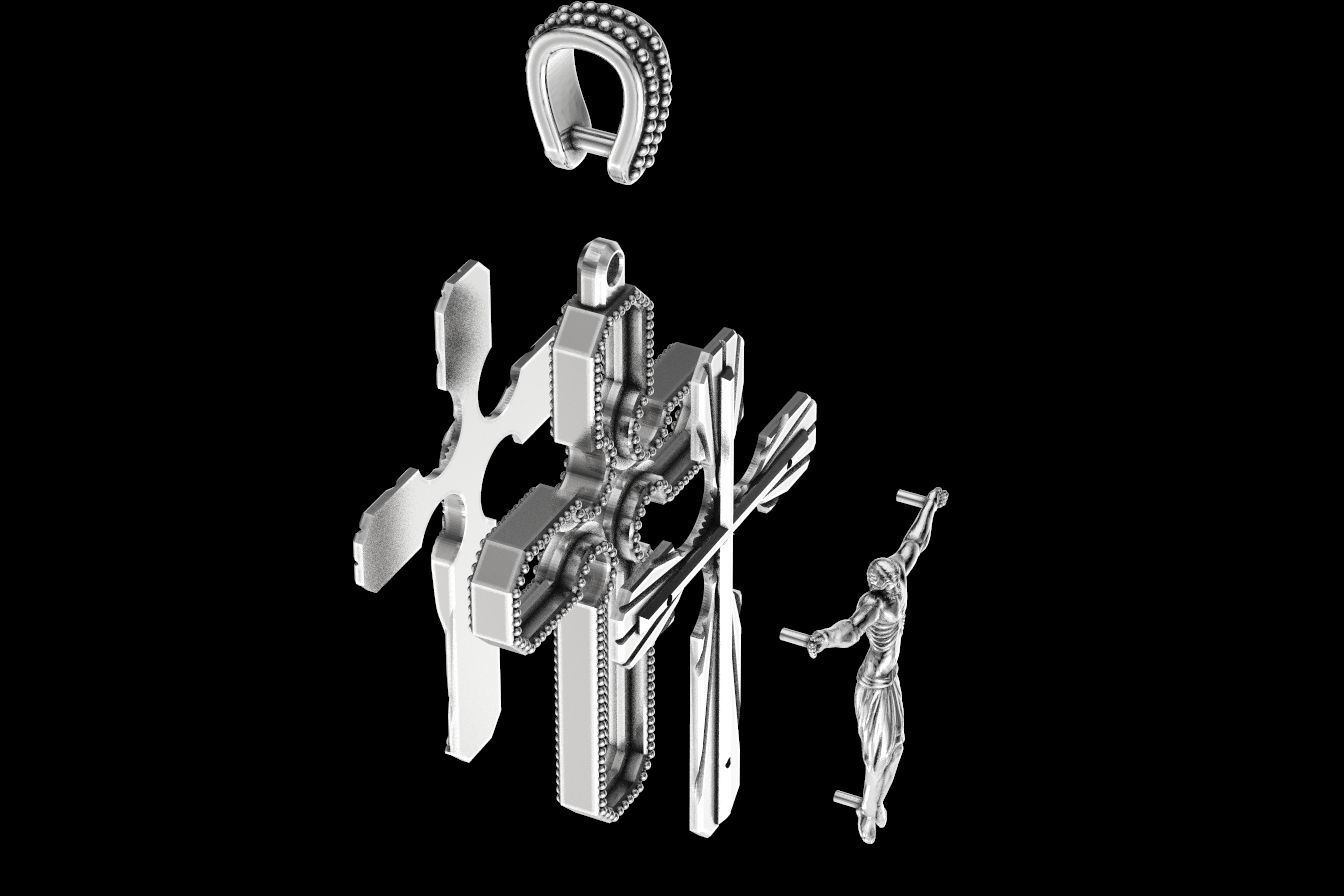 Cross pendant with a crucifix 3D print model_12