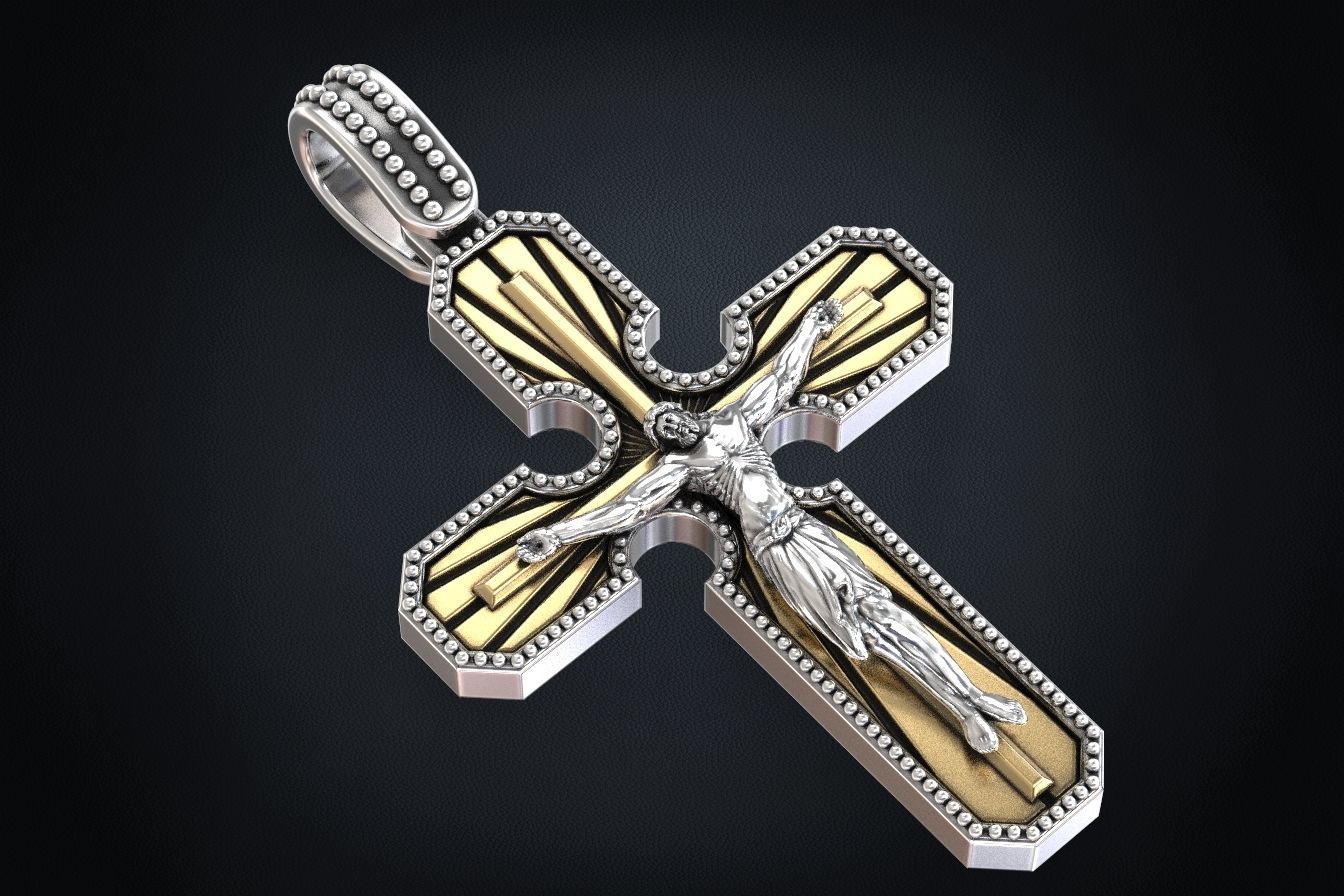 Cross pendant with a crucifix 3D print model_7