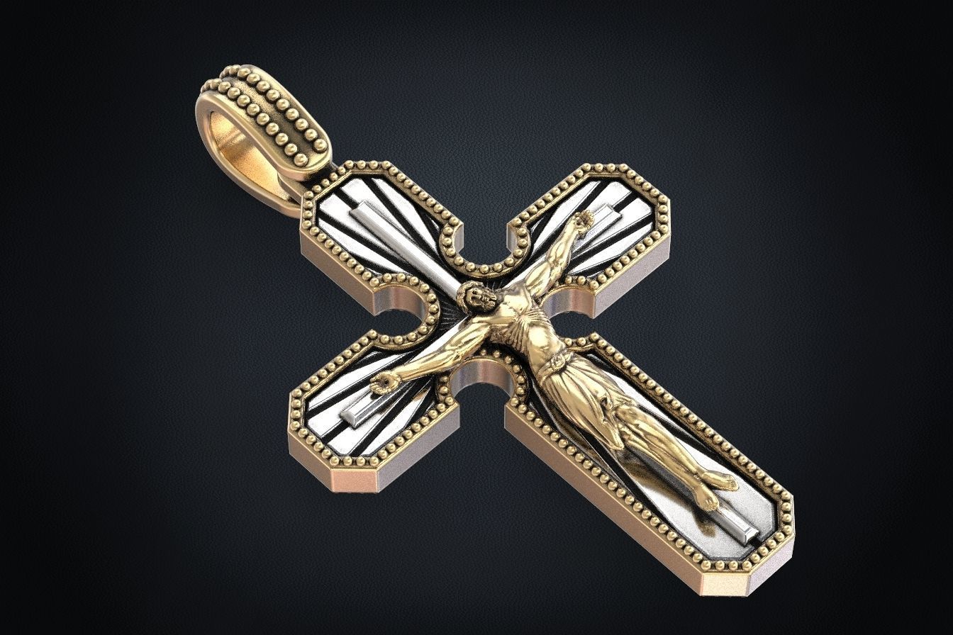 Cross pendant with a crucifix 3D print model_5