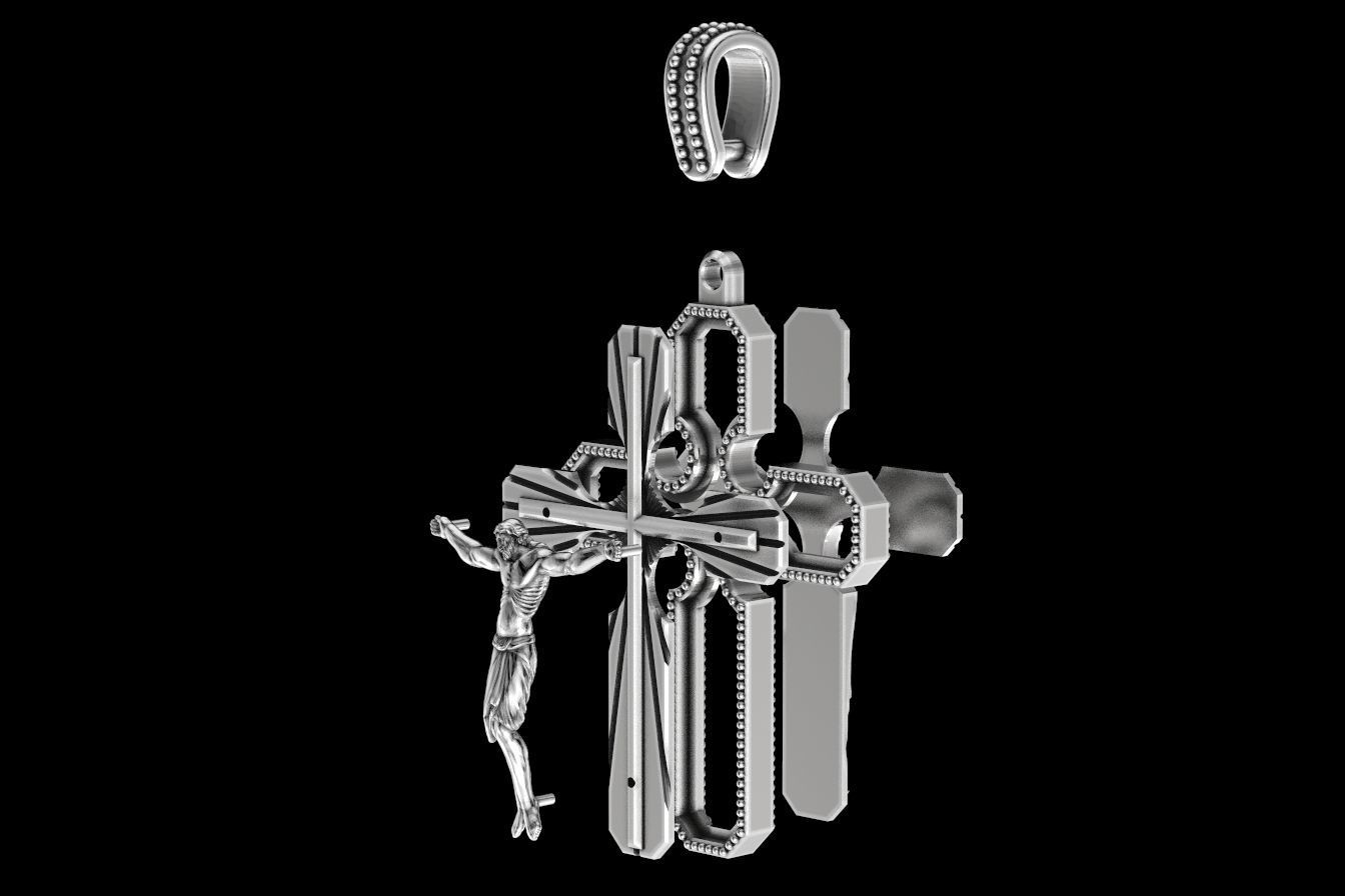Cross pendant with a crucifix 3D print model_10
