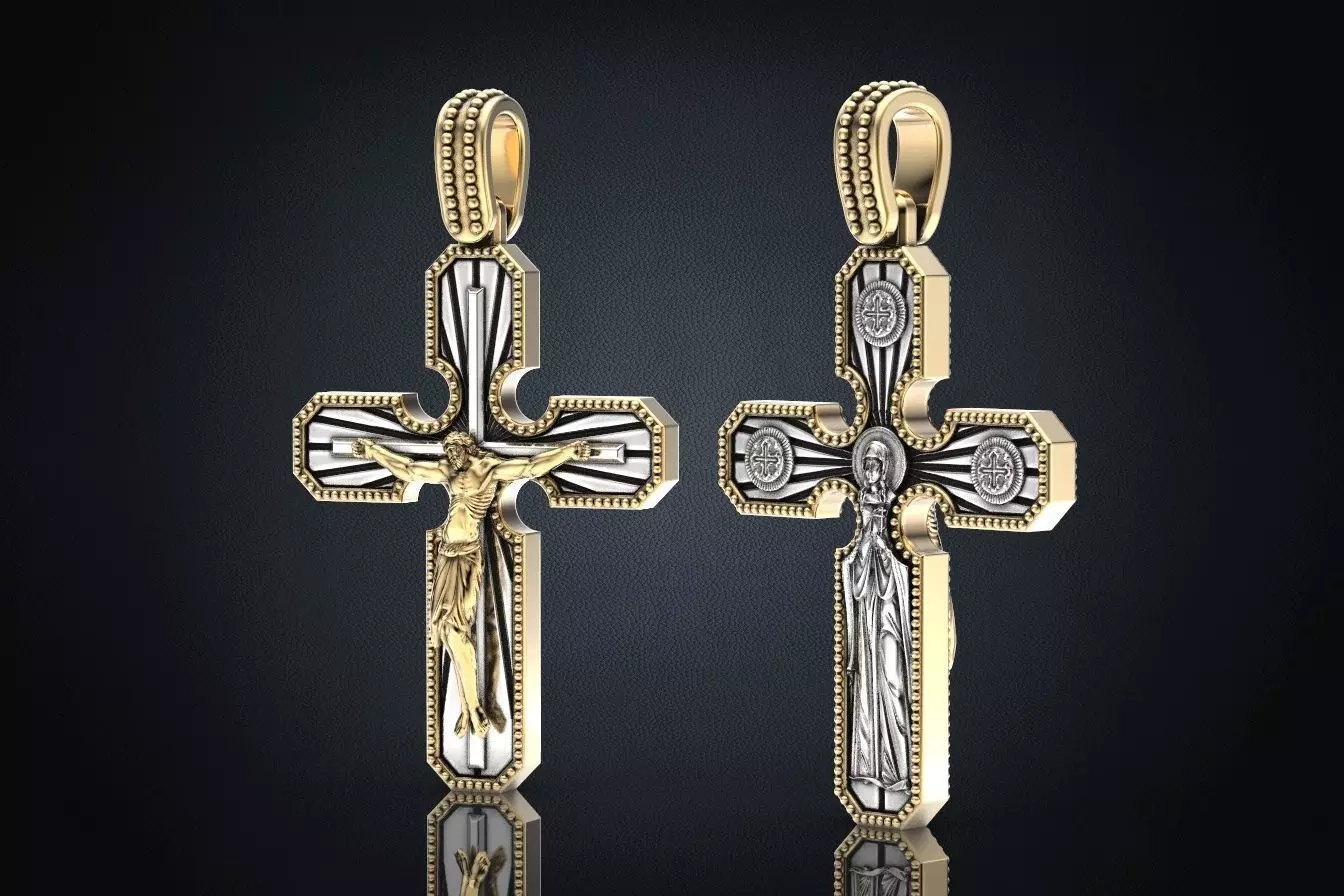 Cross pendant with a crucifix 3D print model_0