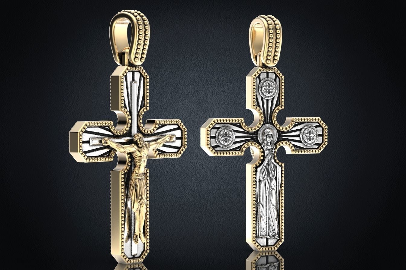Cross pendant with a crucifix 3D print model_4