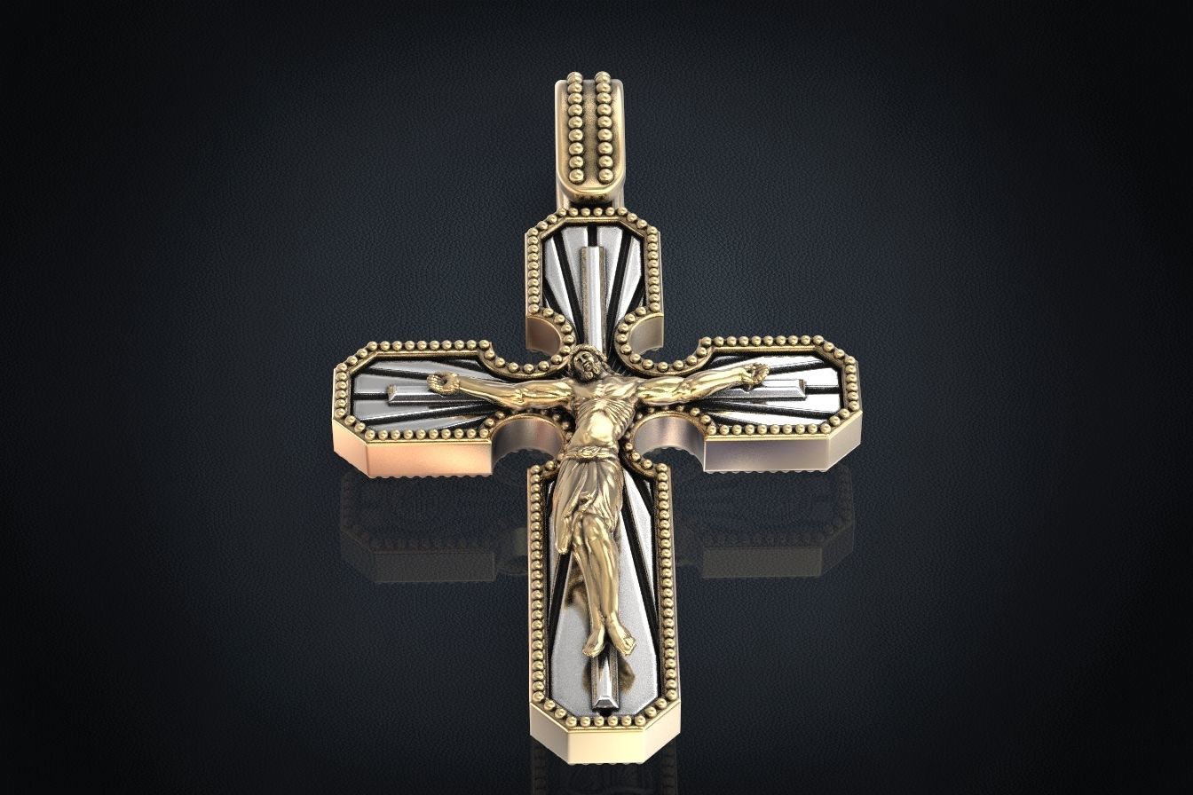 Cross pendant with a crucifix 3D print model_3