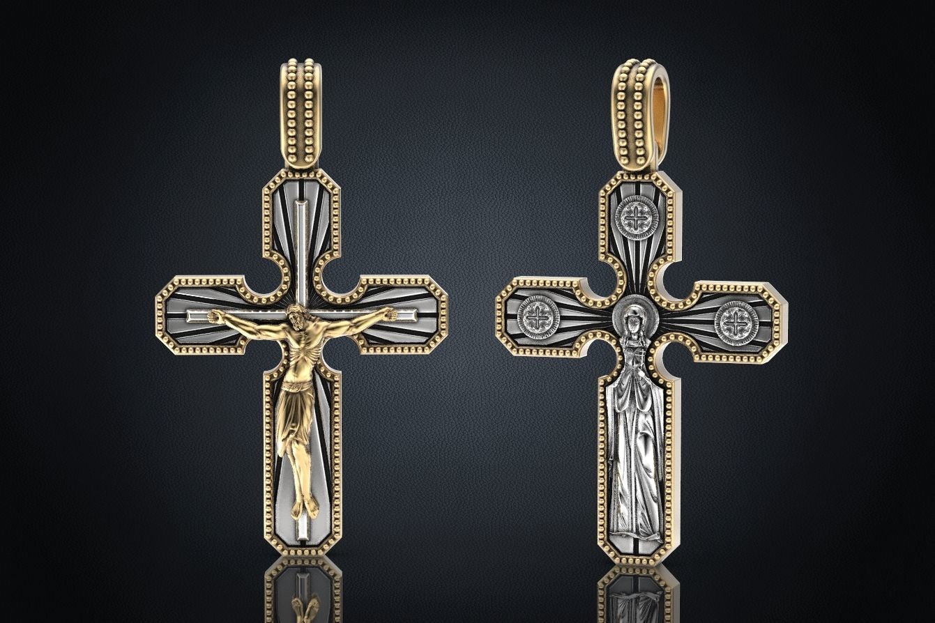 Cross pendant with a crucifix 3D print model_2