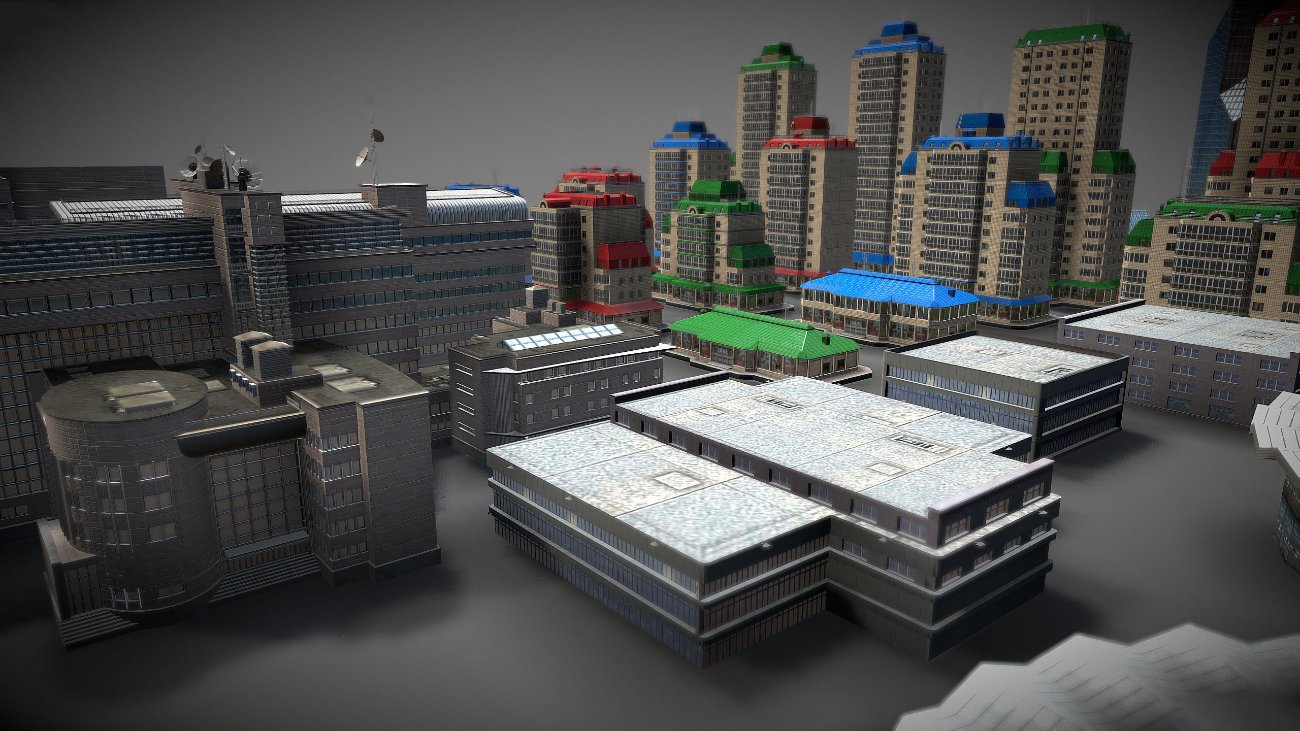 City Buildings Pack Low-poly 3D model_9