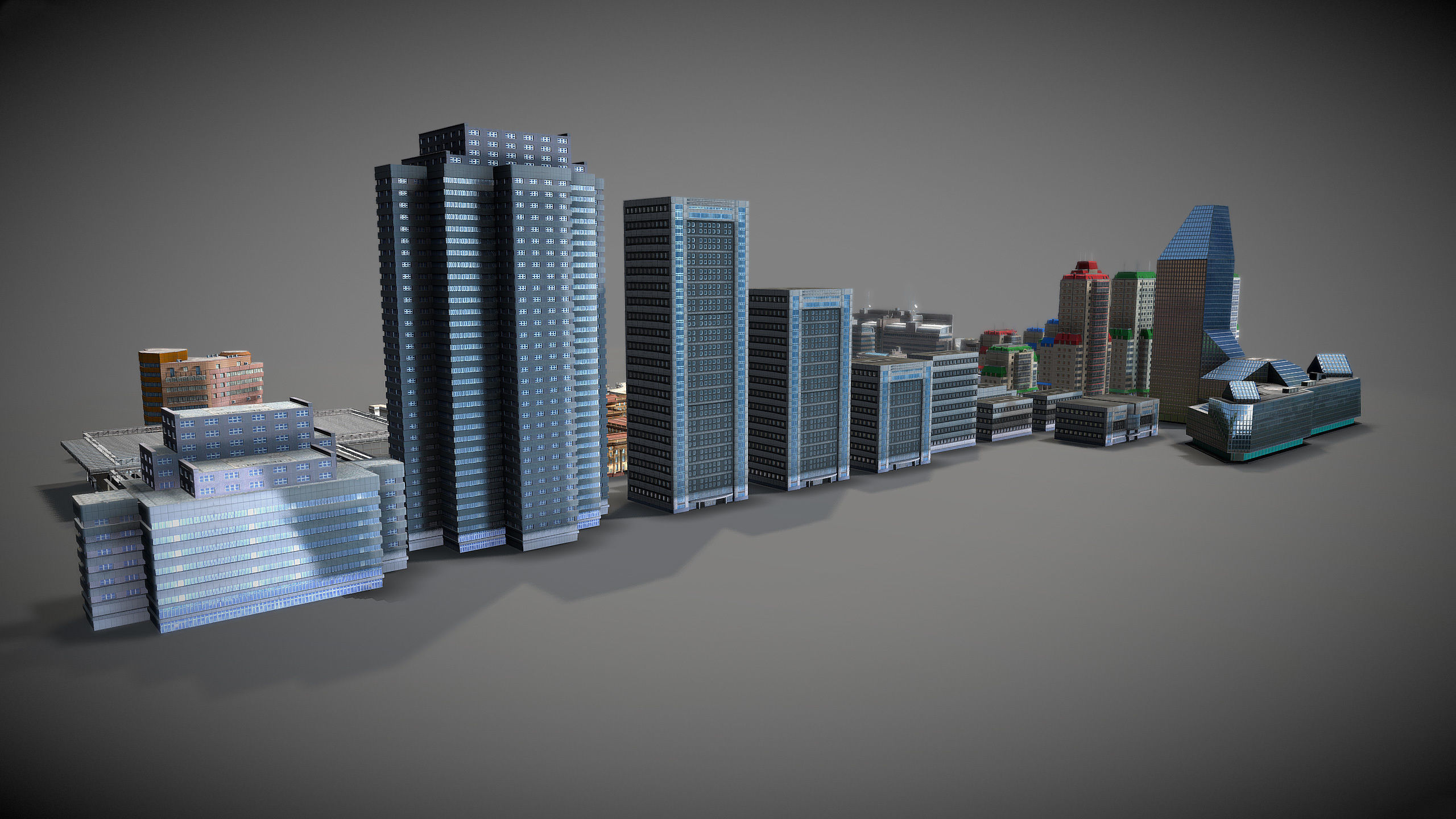City Buildings Pack Low-poly 3D model_6
