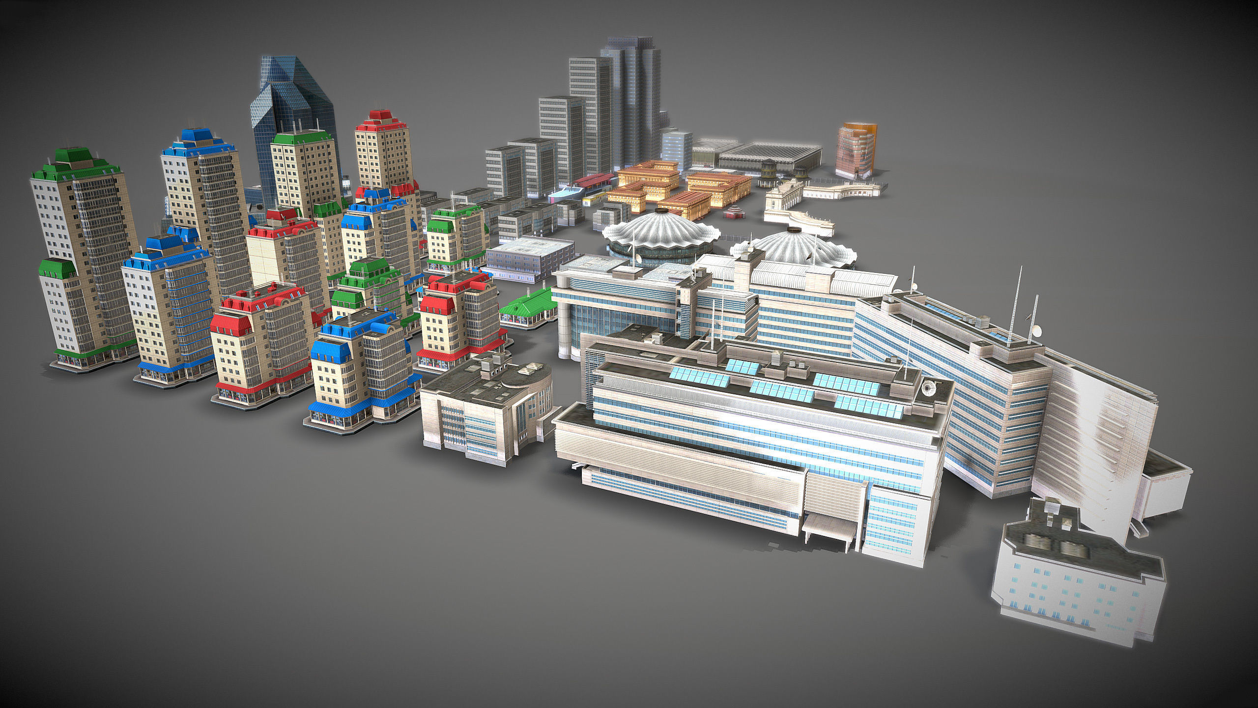 City Buildings Pack Low-poly 3D model_3