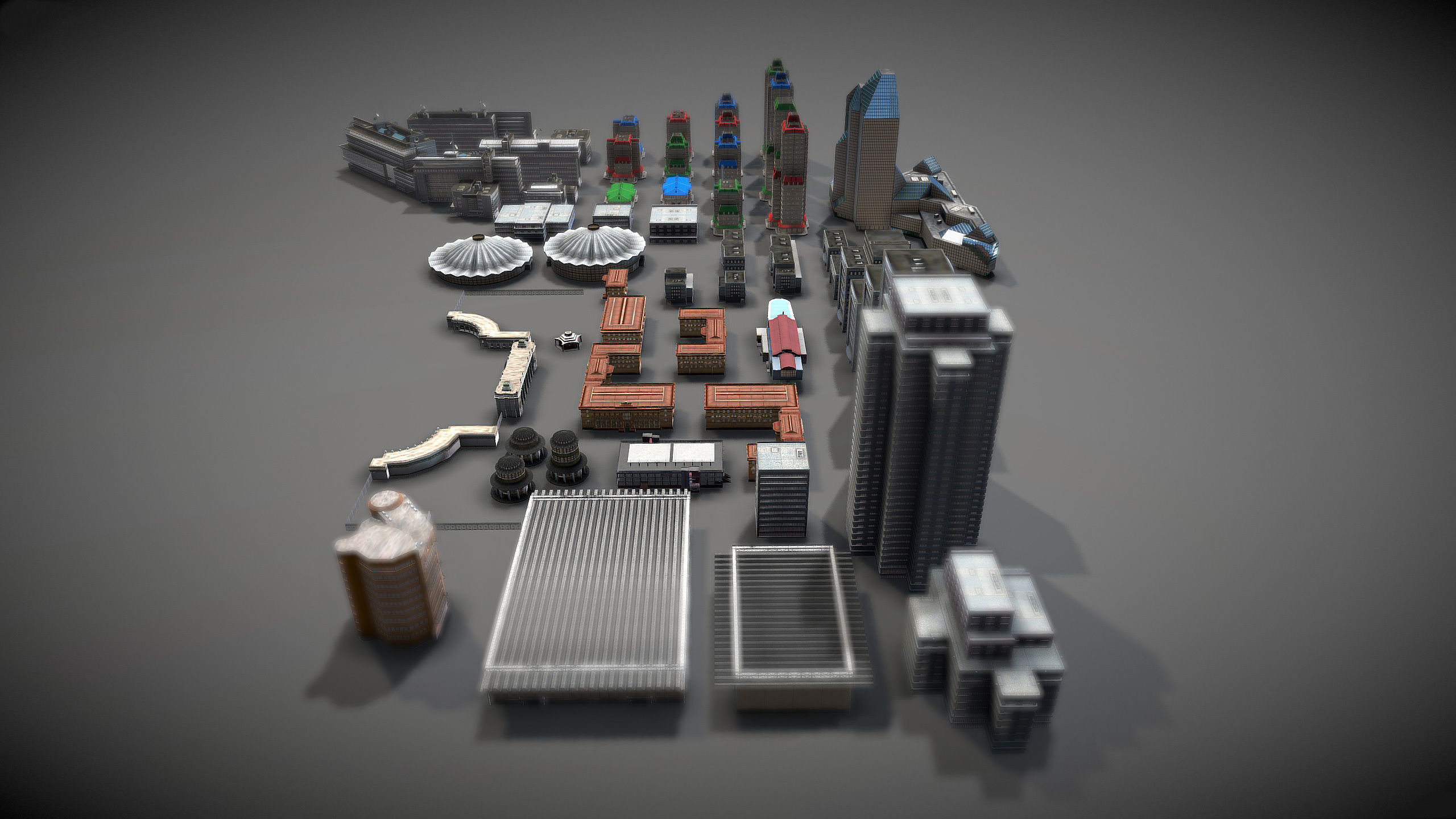 City Buildings Pack Low-poly 3D model_2