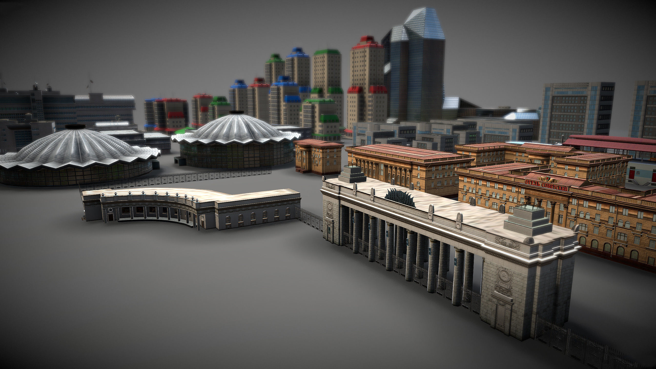 City Buildings Pack Low-poly 3D model_7