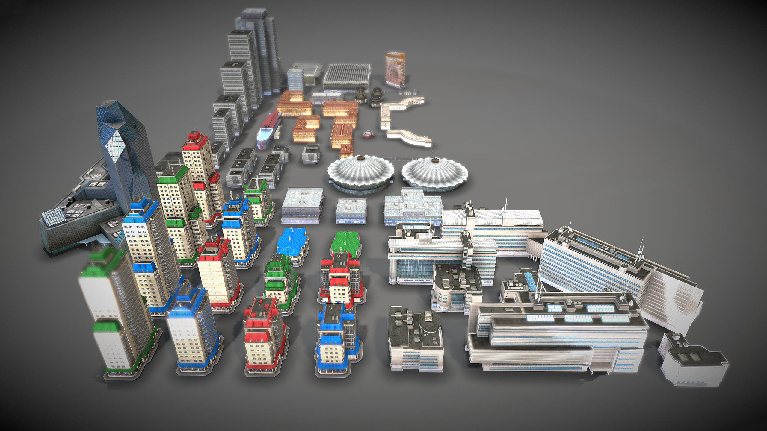 City Buildings Pack Low-poly 3D model_4