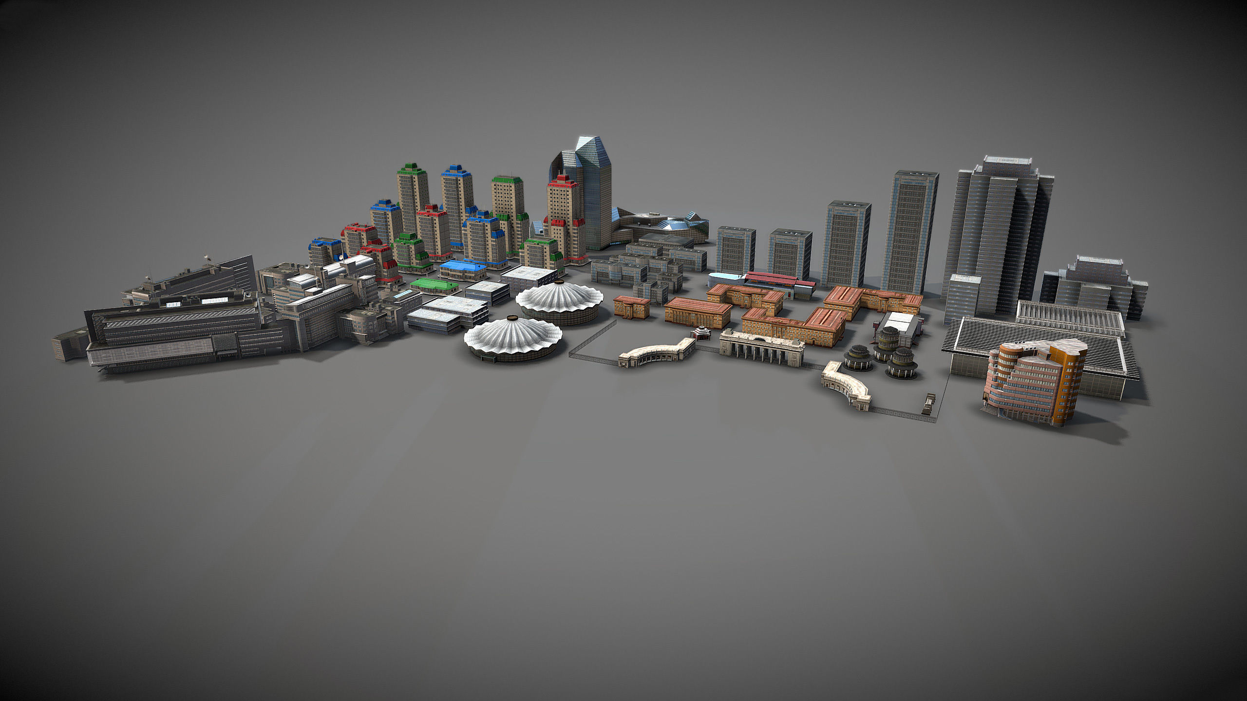 City Buildings Pack Low-poly 3D model_1