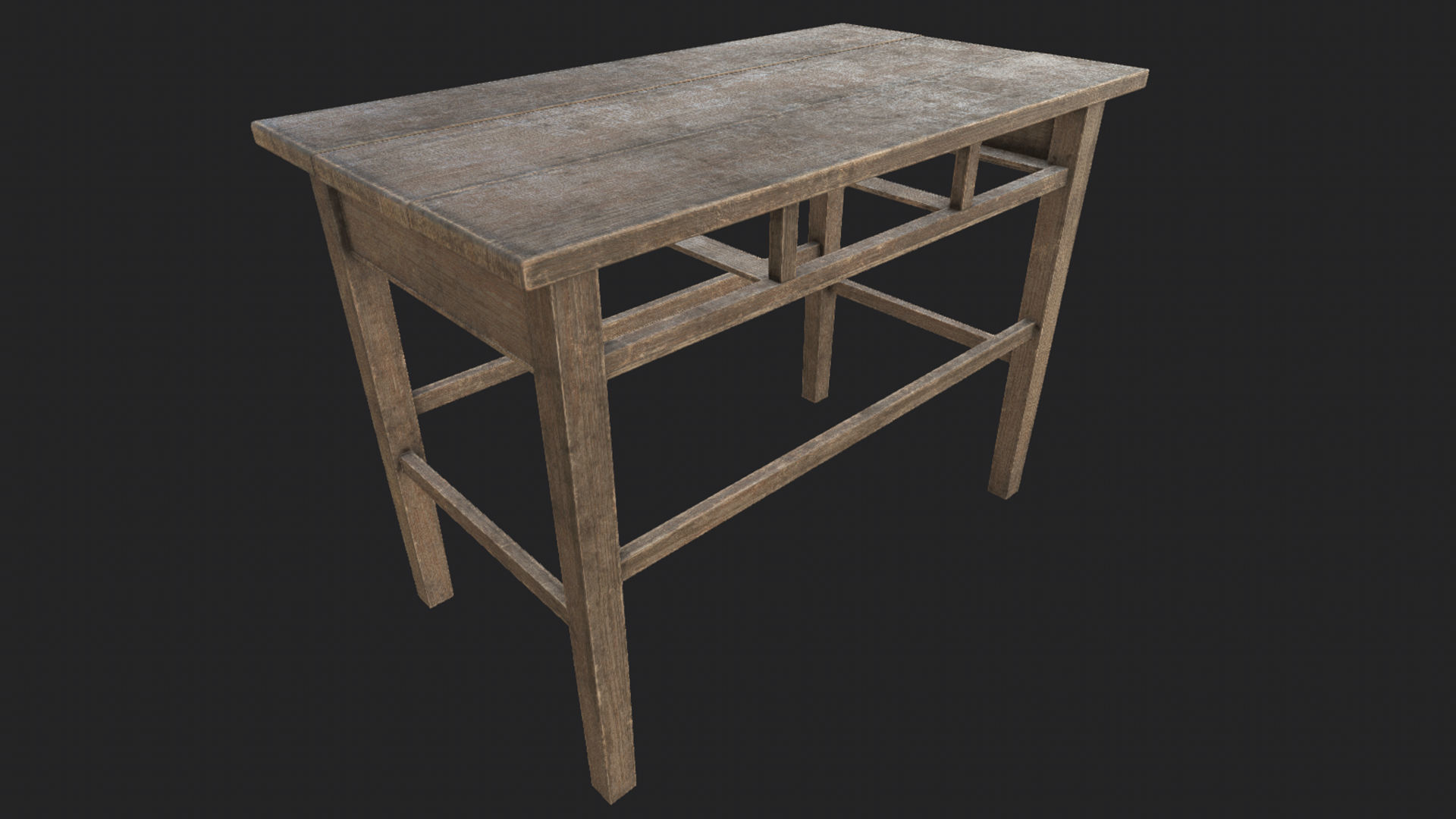 Wooden Table 1 PBR Low-poly 3D model_1