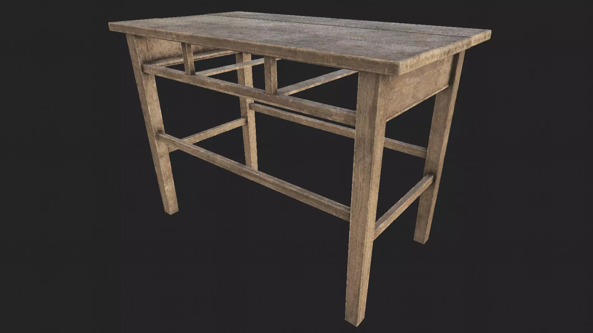 Wooden Table 1 PBR Low-poly 3D model_0