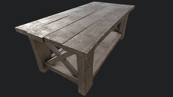 Wooden Table 2 PBR Low-poly 3D model
