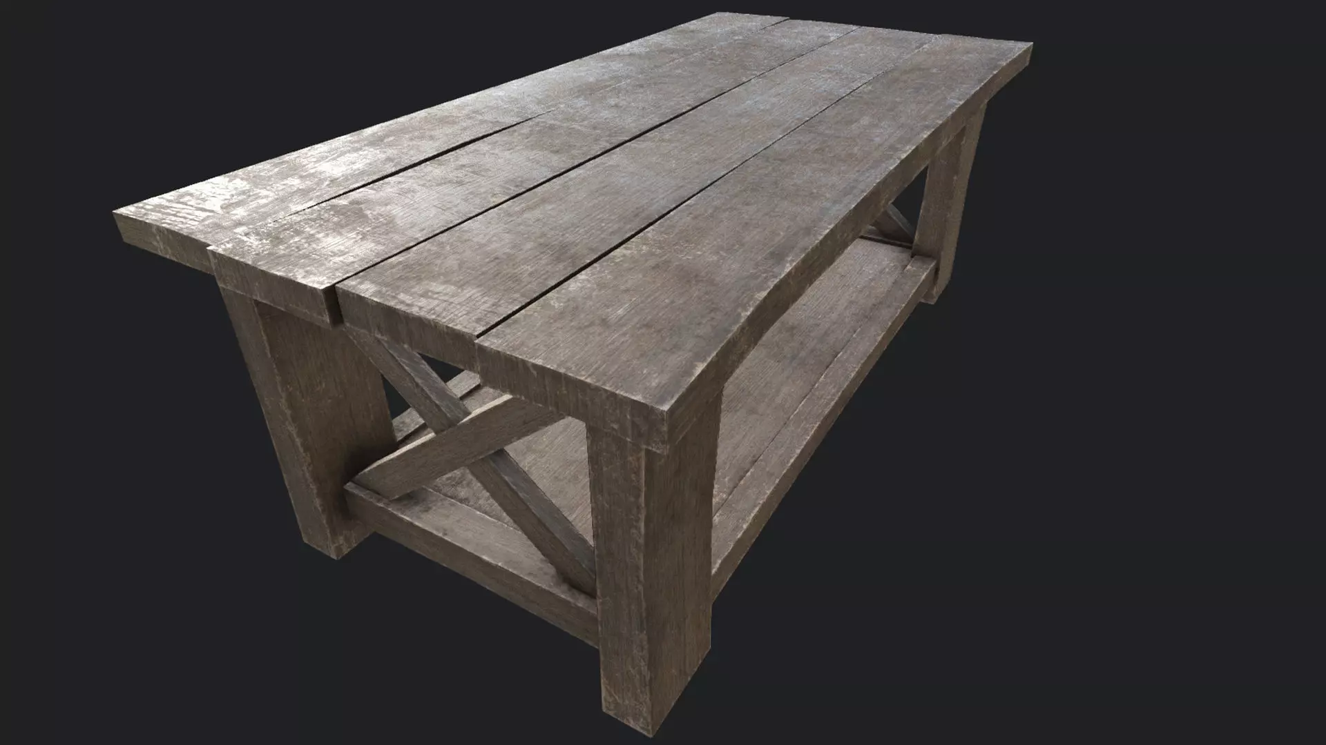 Wooden Table 2 PBR Low-poly 3D model_0