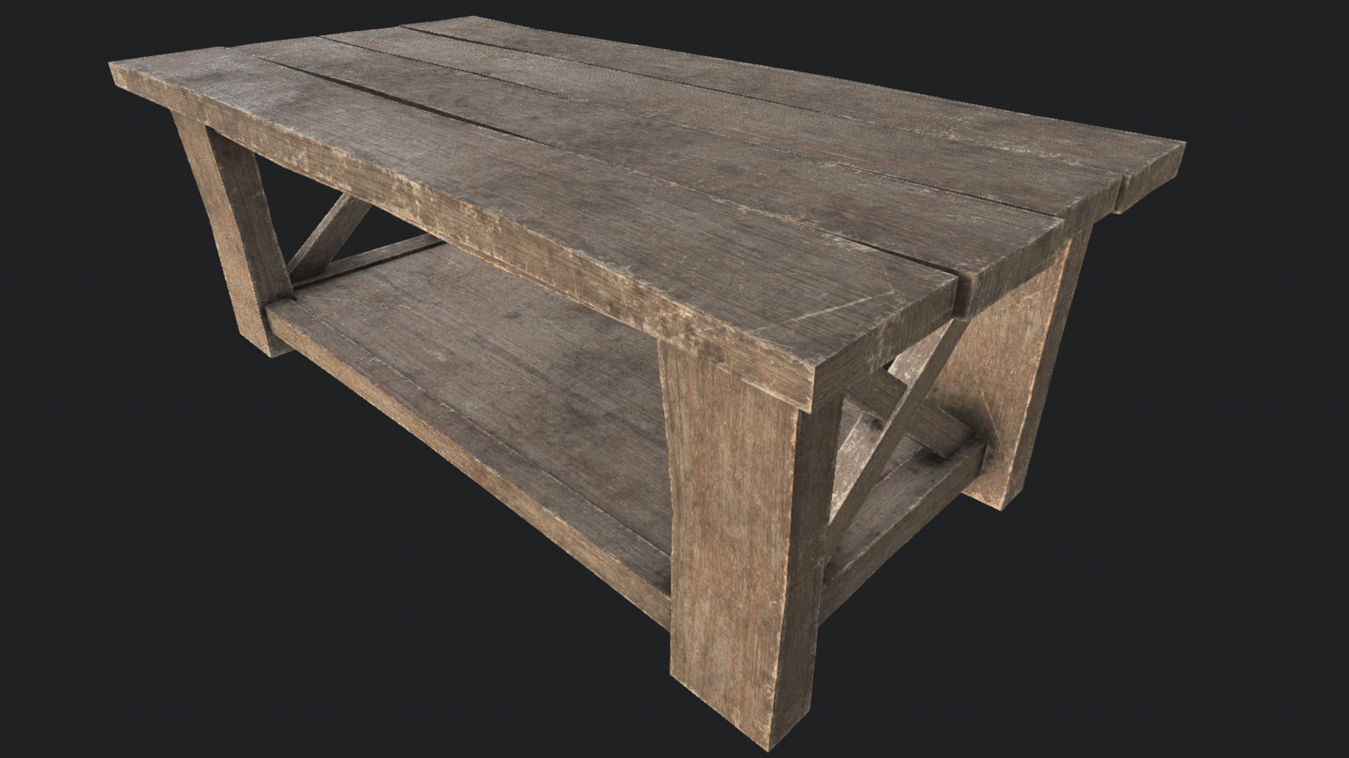 Wooden Table 2 PBR Low-poly 3D model_2