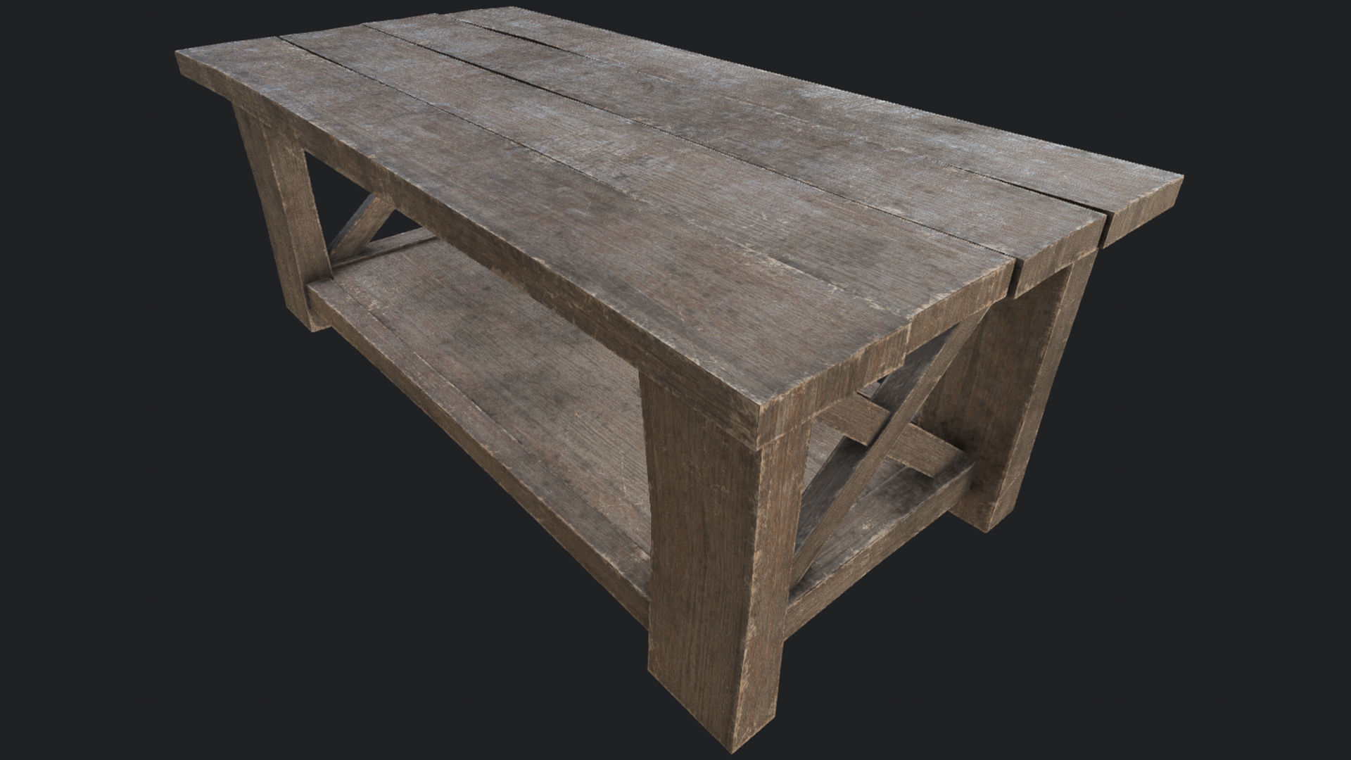 Wooden Table 2 PBR Low-poly 3D model_1
