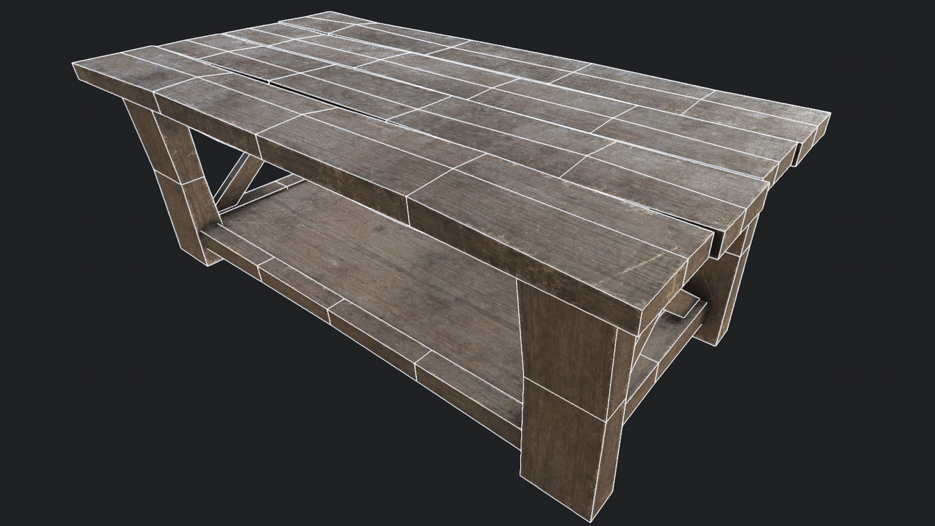 Wooden Table 2 PBR Low-poly 3D model_5