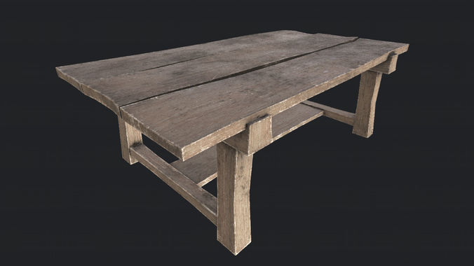 Wooden Table 3 PBR Low-poly 3D model