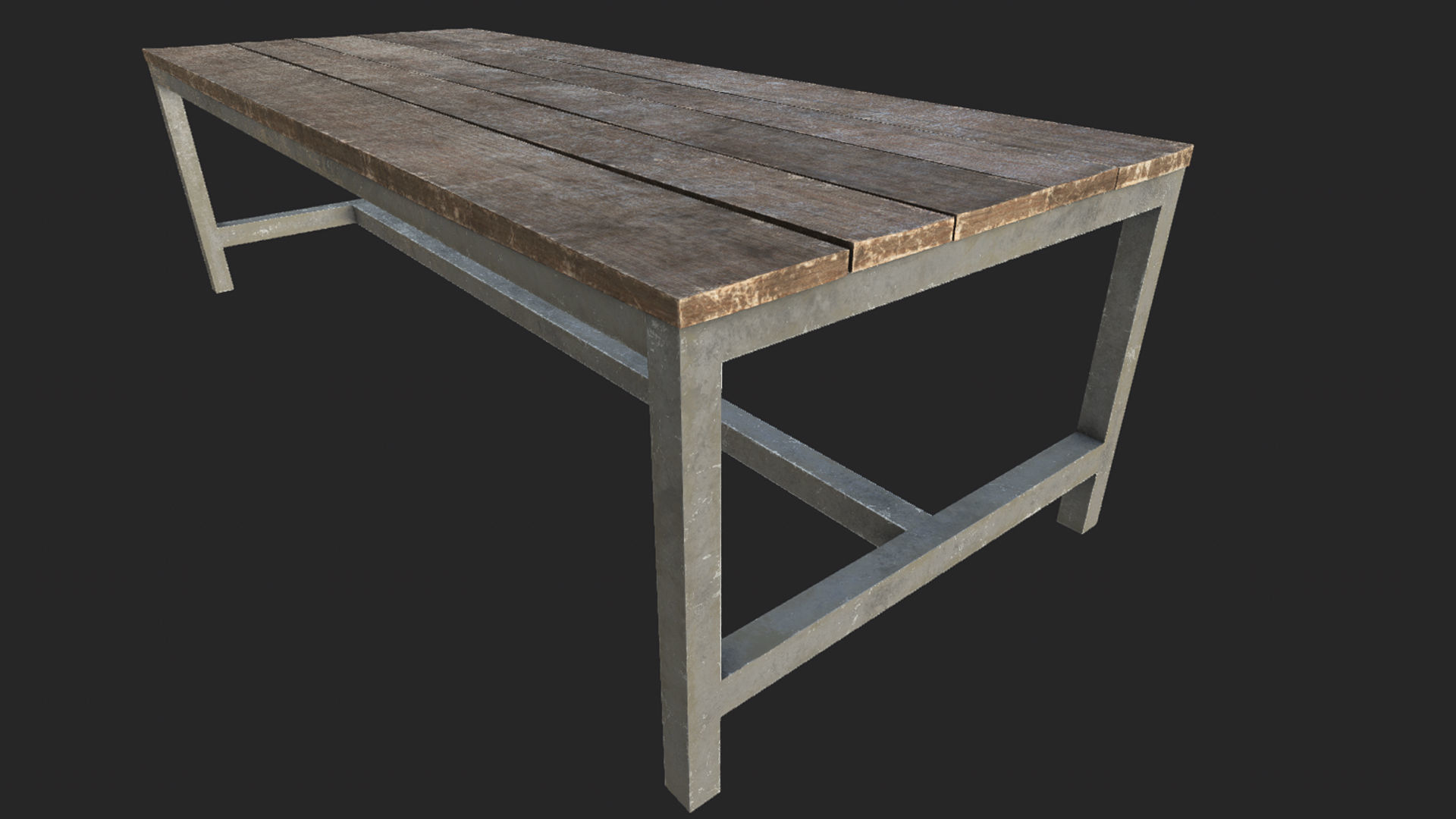Wooden Table 4 PBR Low-poly 3D model_1