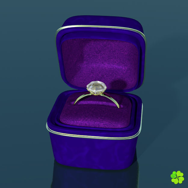 Golden hearts ring with box rigged low poly  Low-poly 3D model_2