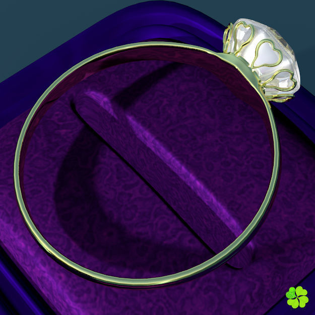 Golden hearts ring with box rigged low poly  Low-poly 3D model_30