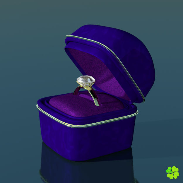 Golden hearts ring with box rigged low poly  Low-poly 3D model_25