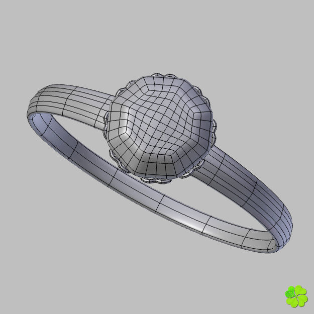 Golden hearts ring with box rigged low poly  Low-poly 3D model_34