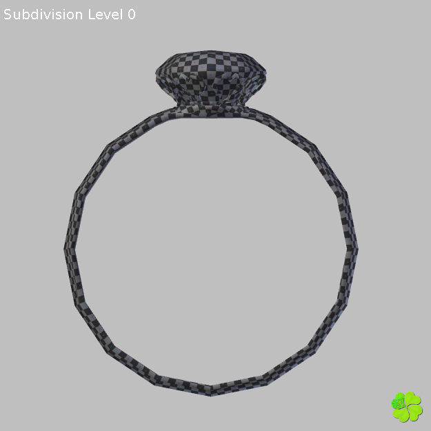 Golden hearts ring with box rigged low poly  Low-poly 3D model_49