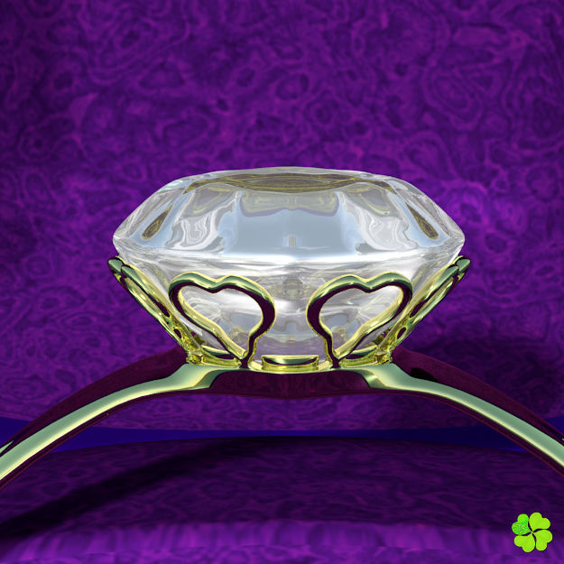 Golden hearts ring with box rigged low poly  Low-poly 3D model_4