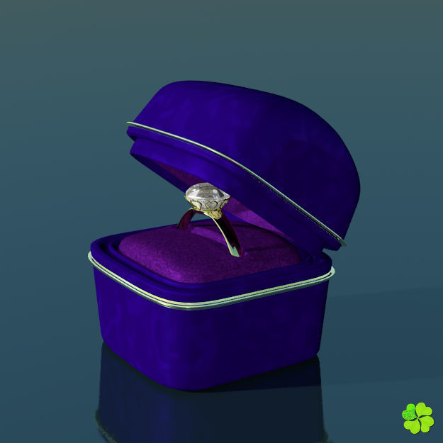Golden hearts ring with box rigged low poly  Low-poly 3D model_26