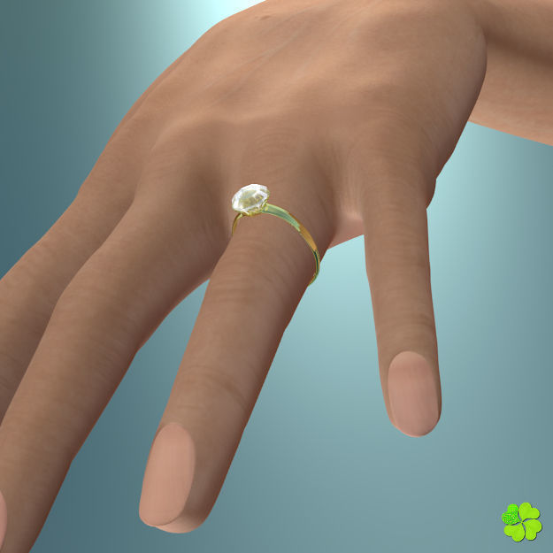 Golden hearts ring with box rigged low poly  Low-poly 3D model_1